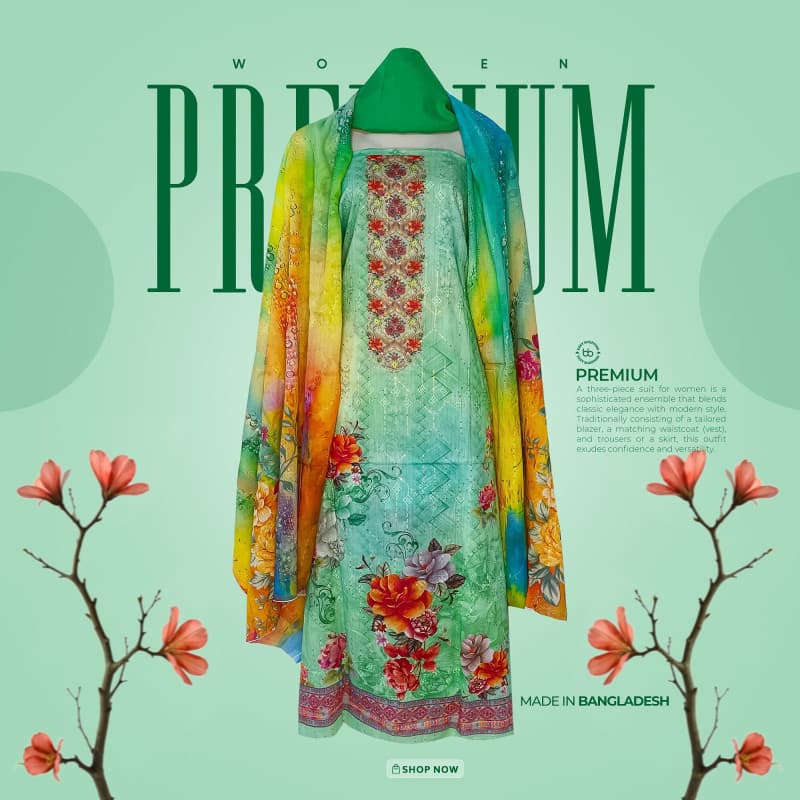 Premium Quality Cotton Lawn Digital Print 3 piece — Bdbou