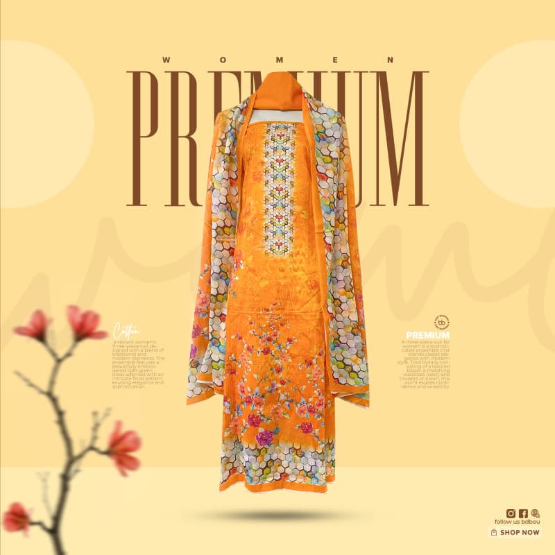 Premium Quality Cotton Lawn Digital Print 3 piece — Bdbou