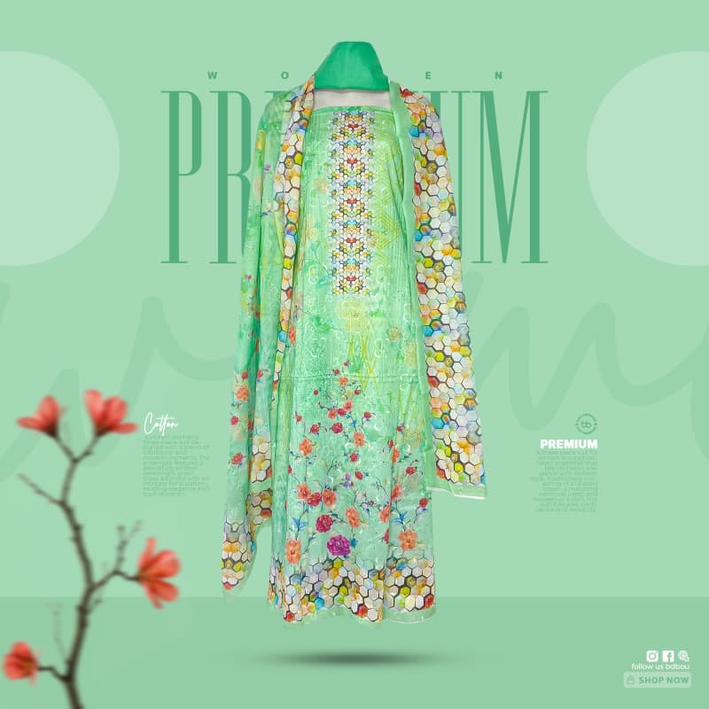 Premium Quality Cotton Lawn Digital Print 3 piece